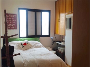 Roomgo BR - Quarto individual (tamanho casal) -  Shopping e Metrô Santa Cruz - Dividir Apartamento - Vila Marian, Vila Mariana - R$ 1.800 Por mês