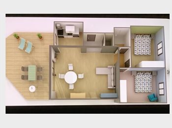 Appartager BE - Appartement lumineux complètement meublé et rénové avec parking et grande terrasse meublée, La Louvière - 550 € pm