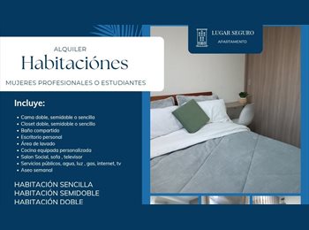 CompartoApto CO - Arriendo habitación  Semidoble en apartamento nuevo Ideal para mujeres, Bogotá - COP$ 800.000 por mes