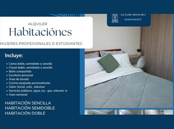 CompartoApto CO - Arriendo Habitación  Doble Amoblada espacio ideal para mujeres, Bogotá - COP$ 900.000 por mes