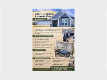 Roomgo US - Fully Furnished Room for Rent – All-Inclusive! NEWLY BUILT HOUSE!, Chester - $1,099 pm