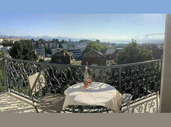 Roomgo CH - Chambre avec balcon vue panoramique alpes/lac, Lausanne - 1 400 CHF / Mois