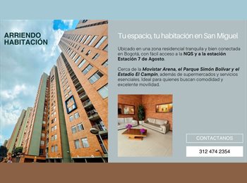 CompartoApto CO - Arriendo habitacion para dama, Villavicencio - COP$ 900.000 por mes