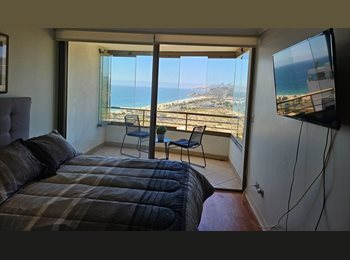 CompartoDepto CL - Dormitorio doble con baño y terraza privada - Mar Adriatico, Viña del Mar - CH$645.000 por mes