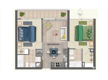 CompartoDepto CL - Se arrienda habitación con baño privado, Independencia - CH$310.000 por mes