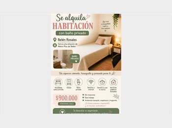 CompartoApto CO - Alquiler de Habitación amoblada, Medellín - COP$ 900.000 por mes