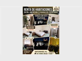 Roomgo MX - Habitación Col. Americana a 3 cuadras expiatorio , Guadalajara - MX$5,900 por mes