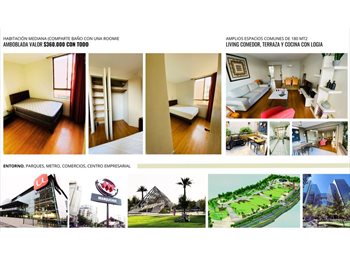 CompartoDepto CL - Habitación luminosa 1 plaza, Vitacura - CH$360.000 por mes