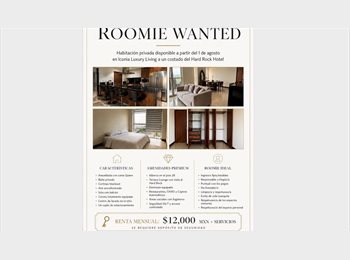 Roomgo MX - Habitacion en renta en Iconia Hard Rock, Zapopan - MX$12,000 por mes