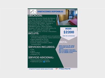 Roomgo MX - Renta de Cuartos amueblados, Lerma - MX$2,200 por mes