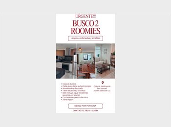 Roomgo MX - BUSCO 2 ROOMIES MUJERES, Puebla - MX$6,000 por mes