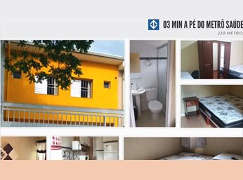 Roomgo BR - Residencial Caetano -Suítes e Lofts individuais- METRO + CONTAS INLUSAS+INTERNET+ LIMPEZA, Saúde - R$ 1.450 Por mês