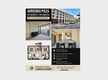 CompartoDepto CL - Departamento con baño privado en republica, Santiago - CH$330.000 por mes