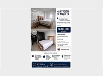 CompartoApto CO - Se alquila cómoda habitación en Santa Marta., Santa Marta - COP$ 900.000 por mes