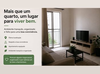 Roomgo BR - Quarto disponível para dividir apartamento – ambiente tranquilo e organizado, Curitiba - R$ 1.500 Por mês