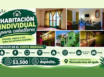 Roomgo MX - Renta de habitaciones semi amuebladas con todos los servicios incluidos., Cuernavaca - MX$3,500 por mes