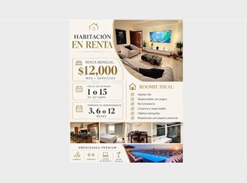 Roomgo MX - Habitacion en renta en Iconia Hard Rock, Zapopan - MX$12,000 por mes