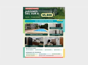 Roomgo MX - Buscamos 2 ROOMIES jardines del sur 6, Benito Juárez - MX$5,800 por mes